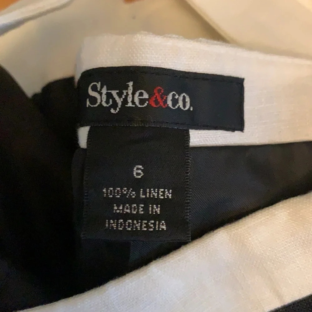 Women’s Style & Co. linen black & white dress size 6 - Picture 3 of 3